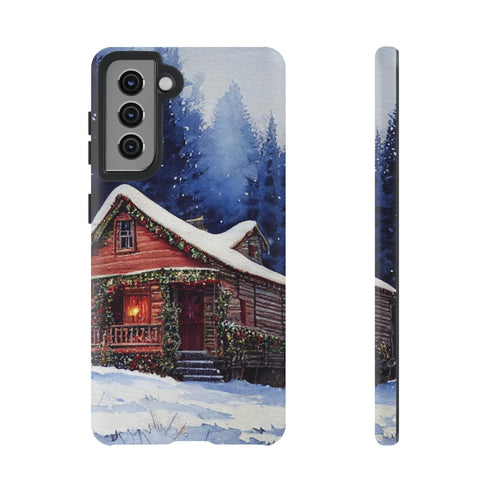 Cozy Christmas Cabin in the Snow - Impact Resistant Phone Case Samsung Galaxy S21 Matte